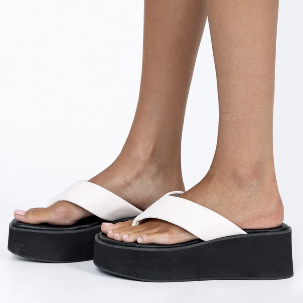 CRAWLEY Chunky Sole Sandals in Cream - Picture 2 of 9